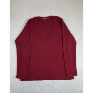 Peruvian Connection Sweater Womens XL Red 100% Alpaca V Neck Lagenlook